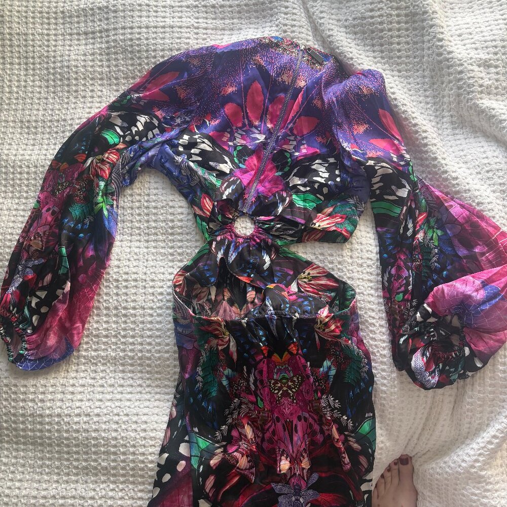 Camilla Purple & Pink Floral-Print Silk Maxi Dress - Picture 15 of 16